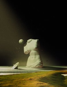 Antike Statue im kosmischen Traum von Fran Rodríguez