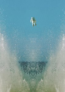 Schwebender Astronautenspritzer von Fran Rodríguez