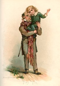 Bob Cratchit trägt Tiny Tim