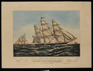 Aaron J. Westervelt Esq. dem Erbauer des New Yorker Klipperschiffs Sweepstakes ist dieser Druck respektvoll gewidmet von den Verlegern... von Frances Flora Bond (c.1812 76) (after) Palmer