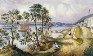 Staten Island und die Narrows von Fort Hamilton, N.Y., ca. 1861 von Frances Flora Bond Palmer