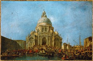 Der Doge begibt sich nach La Salute am 21. November, dem Tag der Erinnerung an das Ende der Pest von 1630 von Francesco (circle of) Guardi