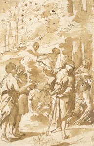Joseph erzählt seinem Vater und seinen Brüdern seinen Traum und zeigt auf elf Sterne am Himmel