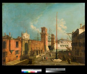 Ansicht des Campo und der Tore des Arsenals, Venedig Gemälde von Francesco Albotto (1721-1757) 1743-1746 Private Sammlung von Francesco Albotto