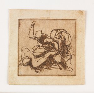 Studie von zwei kämpfenden männlichen Figuren von Francesco Allegrini