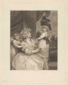 Jane, Gräfin von Harrington, mit ihren Kindern Lord Petersham und dem Ehrenwerten Lincoln Stanhope von Francesco Bartolozzi