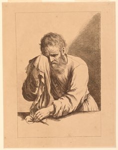 Weinender alter Mann, nach einer Zeichnung von Guercino von Francesco Bartolozzi