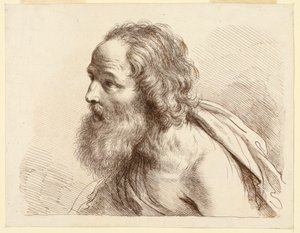 Porträt eines alten Mannes mit Bart und nackten Schultern von Francesco Bartolozzi