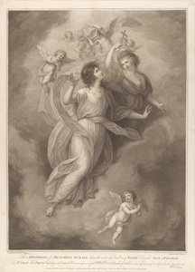 Die Apotheose einer schönen Frau dargestellt unter dem Emblem des Glaubens, der die Seele ins Paradies führt von Francesco Bartolozzi