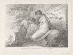 Titelblatt mit zwei Figuren mit einer Zeichnung in einer Landschaft von Francesco Bartolozzi