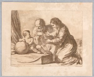 Jungfrau Maria, Joseph und Kind, mit einem Globus von Francesco Bartolozzi