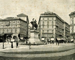Denkmal für Viktor Emanuel II. (1820-1878), von Francesco Barzaghi (1839-1892), Piazza Corvetto, Genua, Ligurien, Italien
