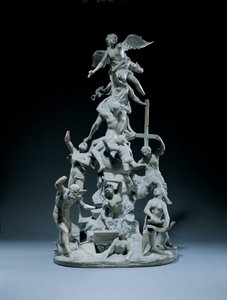Eine geschnitzte allegorische Gruppe, die die Auferstehung darstellt von Francesco Bertos