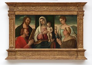 Madonna mit Kind, Heiligen und Stiftern von Francesco Bissolo