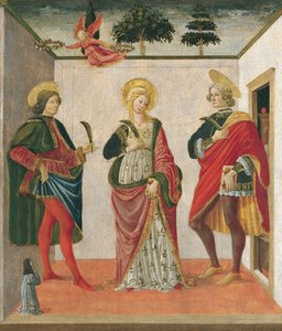 Heilige Cäcilia zwischen den Heiligen Valerian und Tiburtius mit einem Stifter