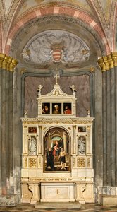 Nördliches Querschiff, Altar des Heiligen Nikolaus, Madonna auf dem Thron und Kind, Heilige Anna, Heilige Nikolaus von Tolentino und Hieronymus von Francesco Casella