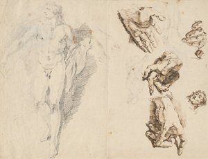 Apollo und Studien der eigenen Hand des Künstlers (recto) von Francesco Fontebasso