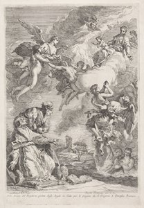 Der heilige Gregor der Große und der heilige Hieronymus beten für die Seelen im Fegefeuer