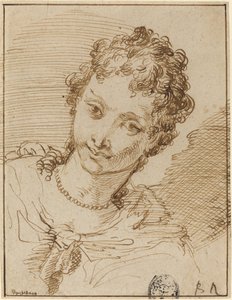 Elegante junge Frau mit Perlenkette von Francesco Fontebasso
