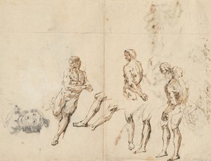 Kopf einer Frau und Studien eines männlichen Aktes von Francesco Fontebasso