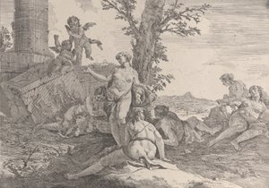 Sechs Nymphen und zwei Putti, aus Bacchanals und Geschichten, 1744