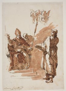 St. Louis sitzt mit St. Johannes dem Evangelisten neben ihm. Studie für ein Altarbild in der Chiesa dell’Angelo Raffaele, Venedig von Francesco Fontebasso