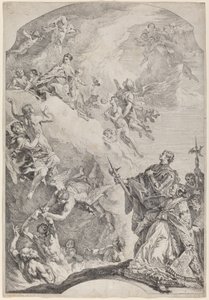 Heiliger Gregor I. befreit Seelen aus dem Fegefeuer von Francesco Fontebasso after Sebastiano Ricci