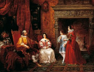 Prinz erzählt jungem Prinzen und seiner Mutter von Gertrudes Entscheidung, Nonne zu werden, Episode aus Die Verlobten von Alessandro Manzoni