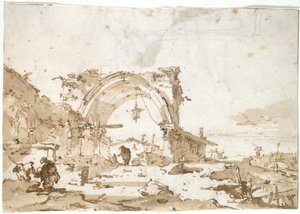 Ein Capriccio mit einer zerstörten gotischen Bogen von Francesco Guardi