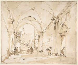 Architektonische Capriccio: Gewölbter Durchgang zu einem Platz