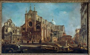 Campo der Kirche Giovanni und Paolo mit der Scuola di San Marco in Venedig um 1766-1770. Gemälde von Francesco Guardi