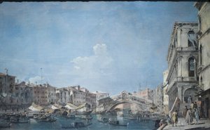 Canal Grande an der Rialto-Brücke, um 1780-90 von Francesco Guardi