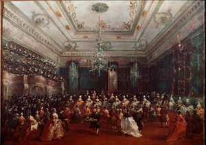 Galakonzert im Casino dei Filodrammatici in Venedig. Frauenkonzert. Gemälde von Francesco Guardi (1712-1793) München, Alte Pinakothek von Francesco Guardi