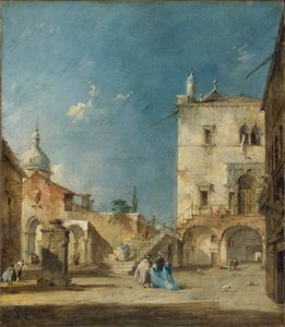 Imaginäre Ansicht eines venezianischen Platzes oder Campo, ca. 1780 von Francesco Guardi