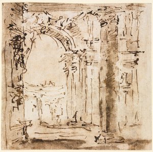 Paar von Zeichnungen: Skizze des Labyrinths der Villa Pisani und Piazza San Marco mit Dogenpalast