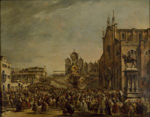 Papst Pius VI. segnet die Menge auf dem Campo SS Giovanni e Paolo, Venedig, 1782 von Francesco Guardi