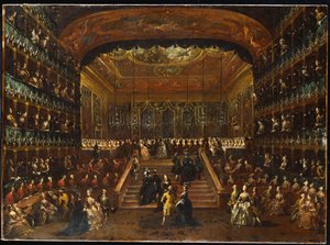 Das Dinner und der Ball im Teatro San Benedetto Venedig, zu Ehren der Conti Del Nord, 22. Januar 1782 von Francesco Guardi