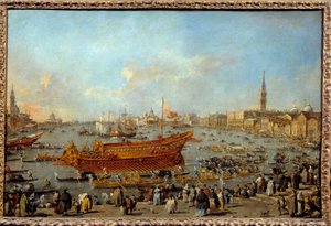 Die Abfahrt des Bucentaur zum Lido von Venedig am Himmelfahrtstag