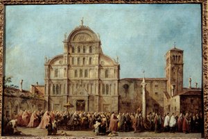 Die Prozession des Dogen von Venedig zur Kirche San Zaccaria am Ostertag von Francesco Guardi