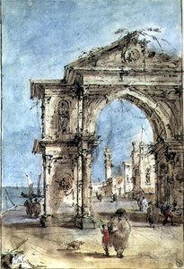 Triumphbogen am Ufer von Francesco Guardi
