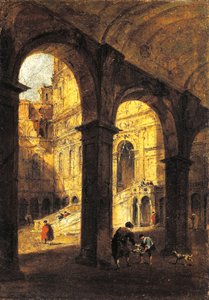Hof des Palazzo Ducale und die Riesentreppe (Scala dei Giganti), Venedig, ca. 1780