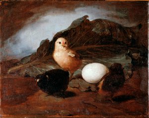 Küken, Gemälde von Francesco Inganni (1793-1873) 1862 von Francesco Inganni