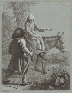Junge und Mädchen mit einem Esel