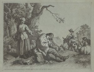 Schlafender Hirtenjunge und Frau mit Kind von Francesco Londonio