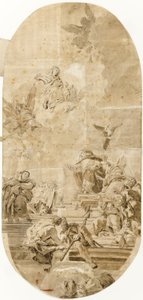 Studie für die Einführung des Rosenkranzes durch den Heiligen Dominikus von Francesco Lorenzi