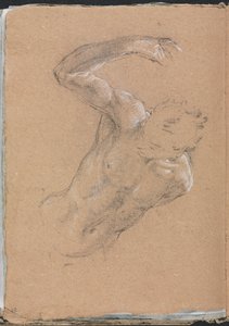 Verona Skizzenbuch: Männlicher Akt mit erhobenem rechten Arm, Seite 32, 1760 von Francesco Lorenzi