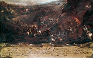 Krieg von Candia (Kreta): Schlacht zwischen der venezianischen Flotte von Francesco Morosini (1619-1694) und der türkischen Flotte im Jahr 1659. Gemälde von Francesco Monti von Francesco Monti