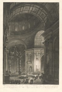 Innenansicht von St. Peter mit der Beleuchtung des Kreuzes von St. Peter von Francesco Piranesi