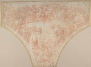 Apfel der Zwietracht, geworfen von Eris bei der Hochzeit von Peleus und Thetis: Studie für Fresko von Francesco Primaticcio