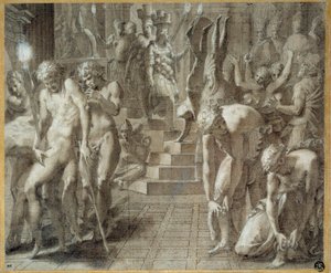 Die Maskerade von Persepolis. Zeichnung von Francesco Primaticcio, bekannt als Der Primatice (1504-1570)